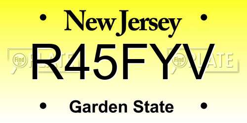 R45FYV New Jersey License Plate