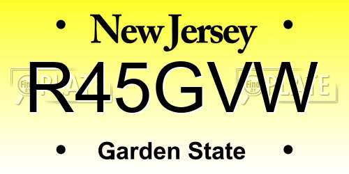 R45GVW New Jersey License Plate