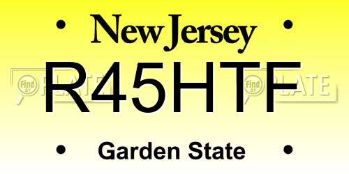 R45HTF New Jersey License Plate