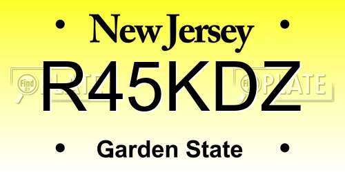 R45KDZ New Jersey License Plate