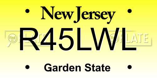 R45LWL New Jersey License Plate
