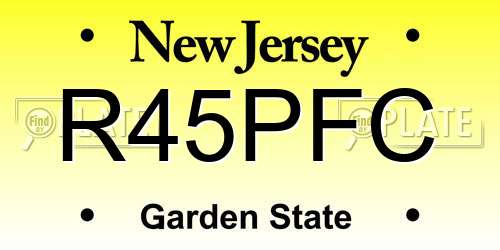 R45PFC New Jersey License Plate