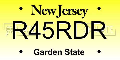R45RDR New Jersey License Plate