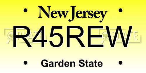 R45REW New Jersey License Plate