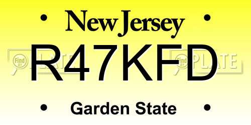 R47KFD New Jersey License Plate