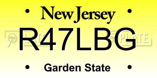 R47LBG New Jersey License Plate