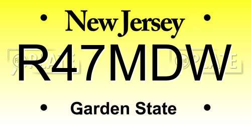 R47MDW New Jersey License Plate