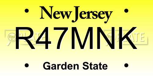 R47MNK New Jersey License Plate
