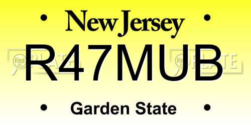 R47MUB New Jersey License Plate