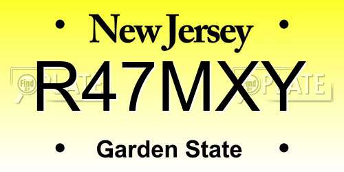 R47MXY New Jersey License Plate