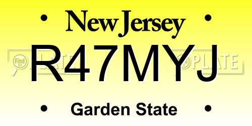 R47MYJ New Jersey License Plate