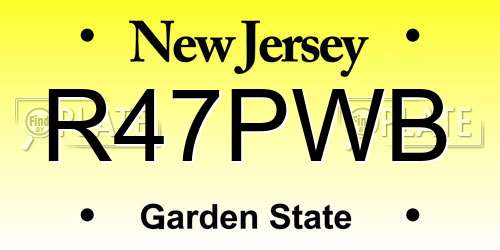 R47PWB New Jersey License Plate
