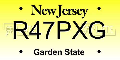 R47PXG New Jersey License Plate