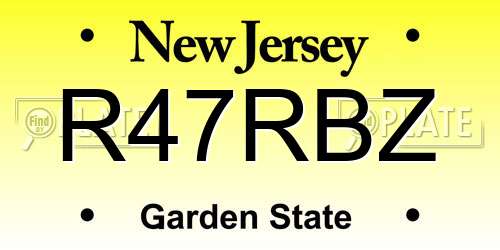 R47RBZ New Jersey License Plate