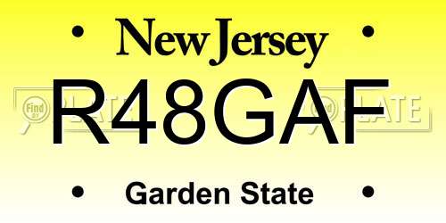 R48GAF New Jersey License Plate