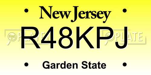 R48KPJ New Jersey License Plate