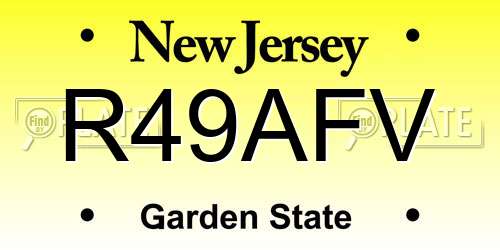 R49AFV New Jersey License Plate