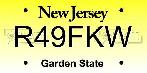 R49FKW New Jersey License Plate