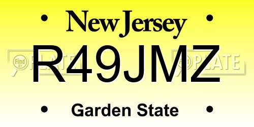 R49JMZ New Jersey License Plate