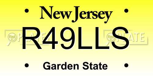 R49LLS New Jersey License Plate