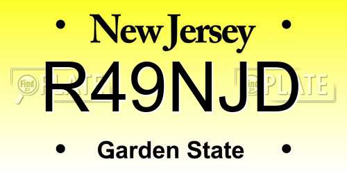 R49NJD New Jersey License Plate