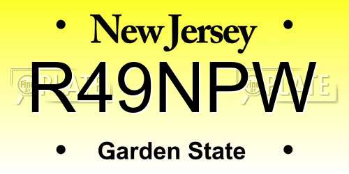R49NPW New Jersey License Plate