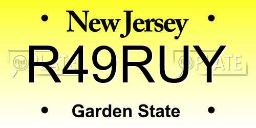 R49RUY New Jersey License Plate