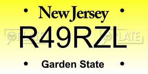 R49RZL New Jersey License Plate