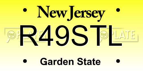 R49STL New Jersey License Plate