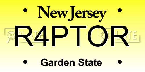 R4PTOR New Jersey License Plate