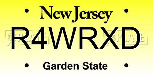 R4WRXD New Jersey License Plate