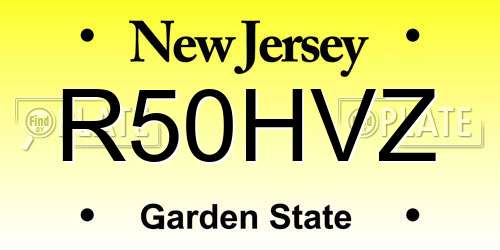 R50HVZ New Jersey License Plate