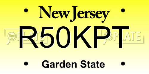 R50KPT New Jersey License Plate