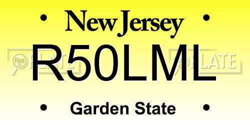 R50LML New Jersey License Plate