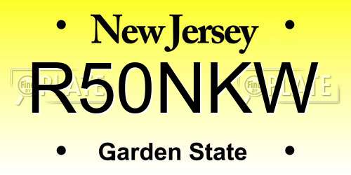 R50NKW New Jersey License Plate
