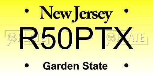 R50PTX New Jersey License Plate