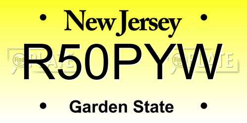 R50PYW New Jersey License Plate