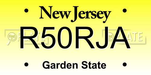 R50RJA New Jersey License Plate
