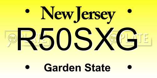 R50SXG New Jersey License Plate