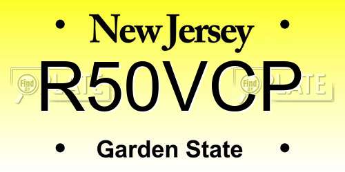 R50VCP New Jersey License Plate