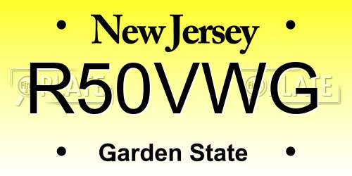 R50VWG New Jersey License Plate