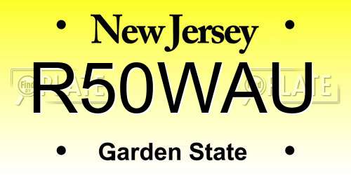 R50WAU New Jersey License Plate