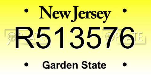 R513576 New Jersey License Plate