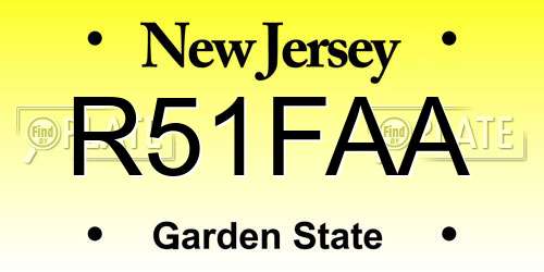 R51FAA New Jersey License Plate