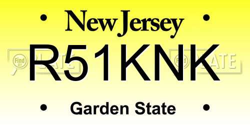 R51KNK New Jersey License Plate