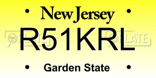 R51KRL New Jersey License Plate