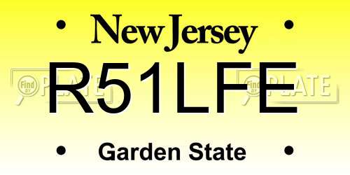 R51LFE New Jersey License Plate