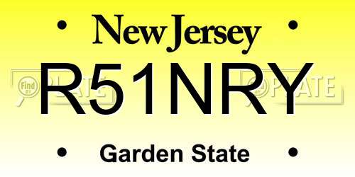 R51NRY New Jersey License Plate