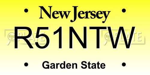R51NTW New Jersey License Plate