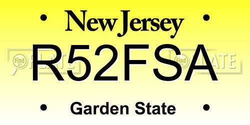 R52FSA New Jersey License Plate